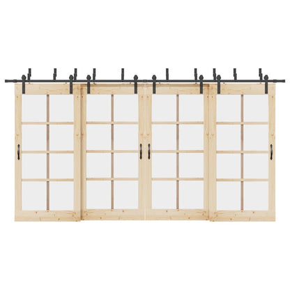 Schiebetürbeschlag-Set 427 cm Stahl Schwarz