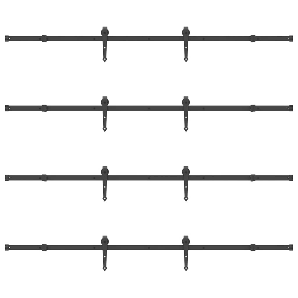 Schiebetürbeschlag-Set 427 cm Stahl Schwarz