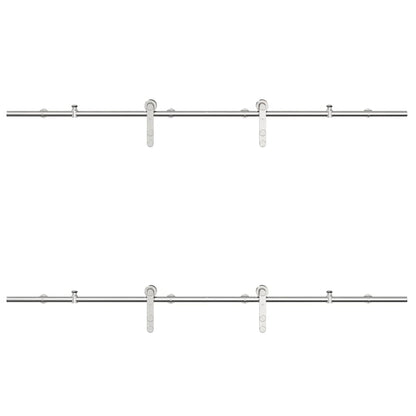 Schiebetür-Beschlagsatz 183 cm Edelstahl Silbern