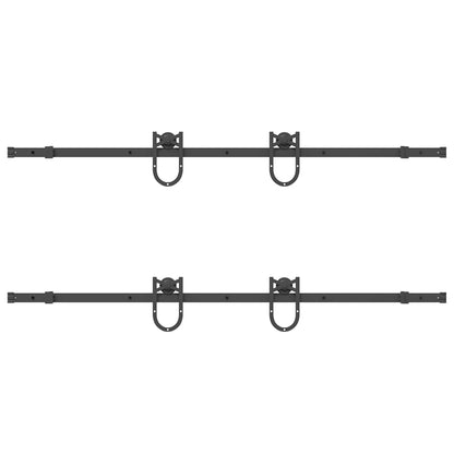 Schiebetürbeschlag-Set 366 cm Stahl Schwarz