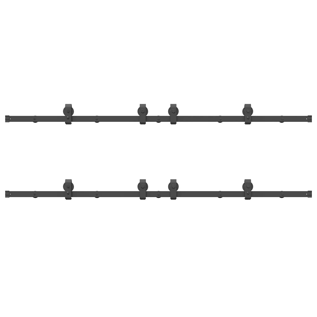 Schiebetürbeschlag-Set 366 cm Stahl Schwarz