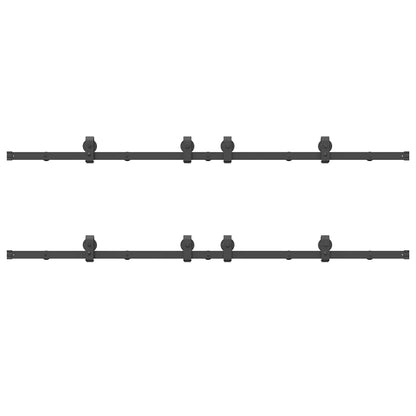 Schiebetürbeschlag-Set 366 cm Stahl Schwarz