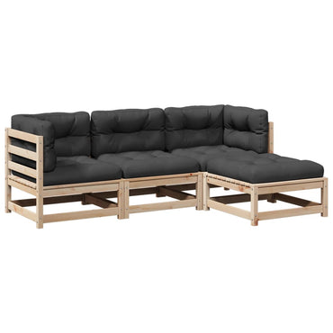 vidaXL 4-tlg. Garten-Sofagarnitur mit Kissen Massivholz Kiefer