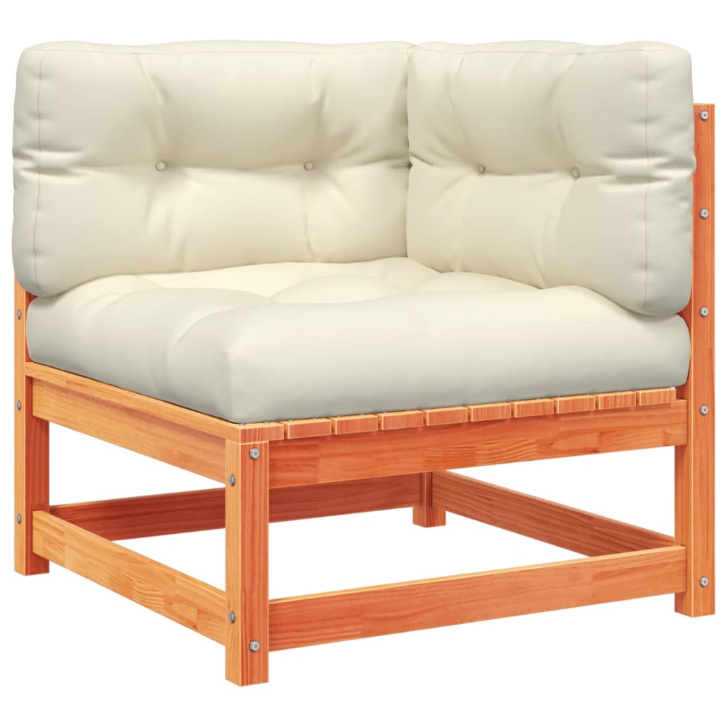 vidaXL 4-tlg. Garten-Sofagarnitur mit Kissen Wachsbraun Kiefernholz