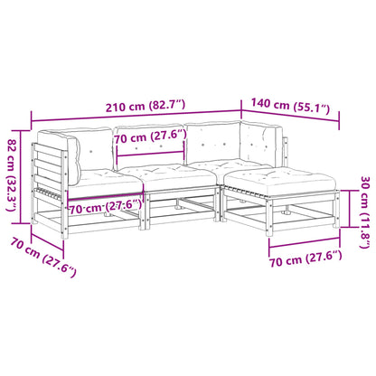 vidaXL 4-tlg. Garten-Sofagarnitur mit Kissen Kiefernholz Imprägniert