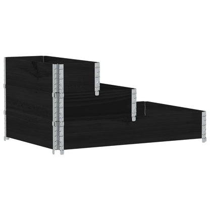 vidaXL Rehausse de palette 3 niveaux noir 120x80 cm Bois massif