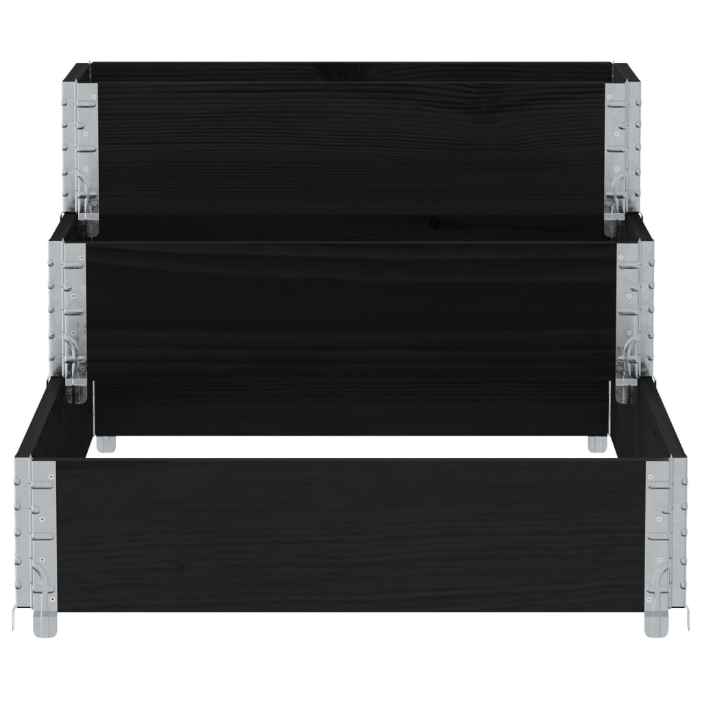 vidaXL Rehausse de palette 3 niveaux noir 120x80 cm Bois massif