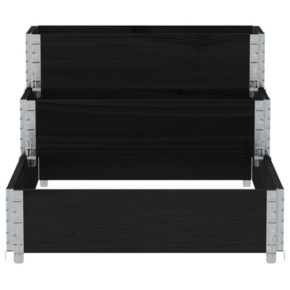 vidaXL Rehausse de palette 3 niveaux noir 120x80 cm Bois massif
