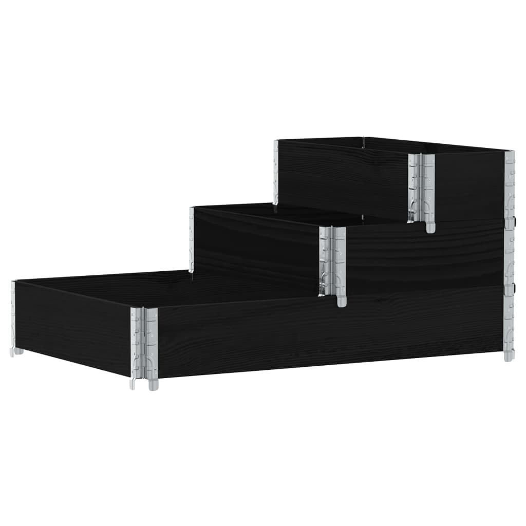 vidaXL Rehausse de palette 3 niveaux noir 120x80 cm Bois massif