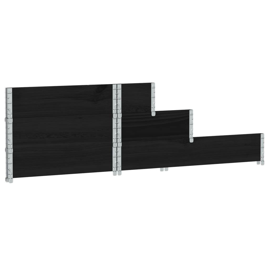 vidaXL Rehausse de palette 3 niveaux noir 120x80 cm Bois massif