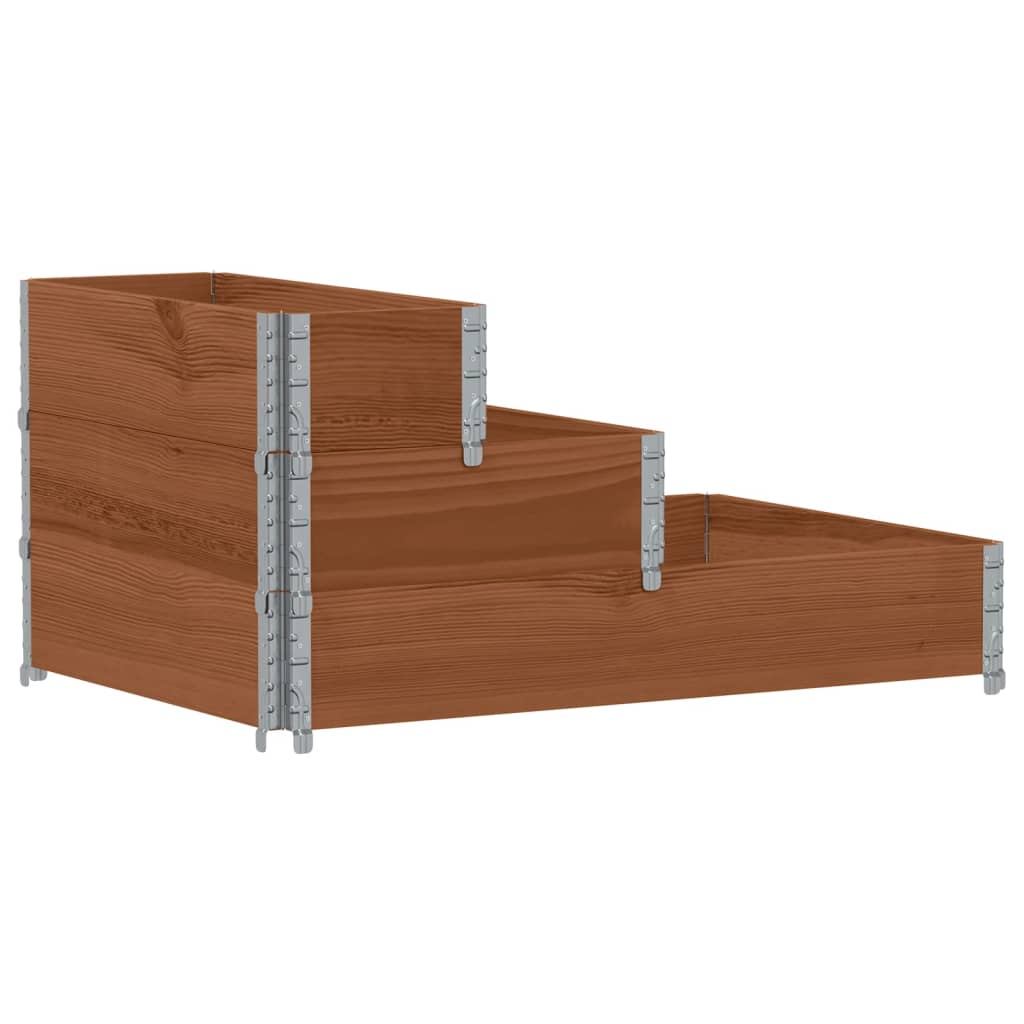 vidaXL Rehausse de palette triple marron 120x80 cm en pin massif