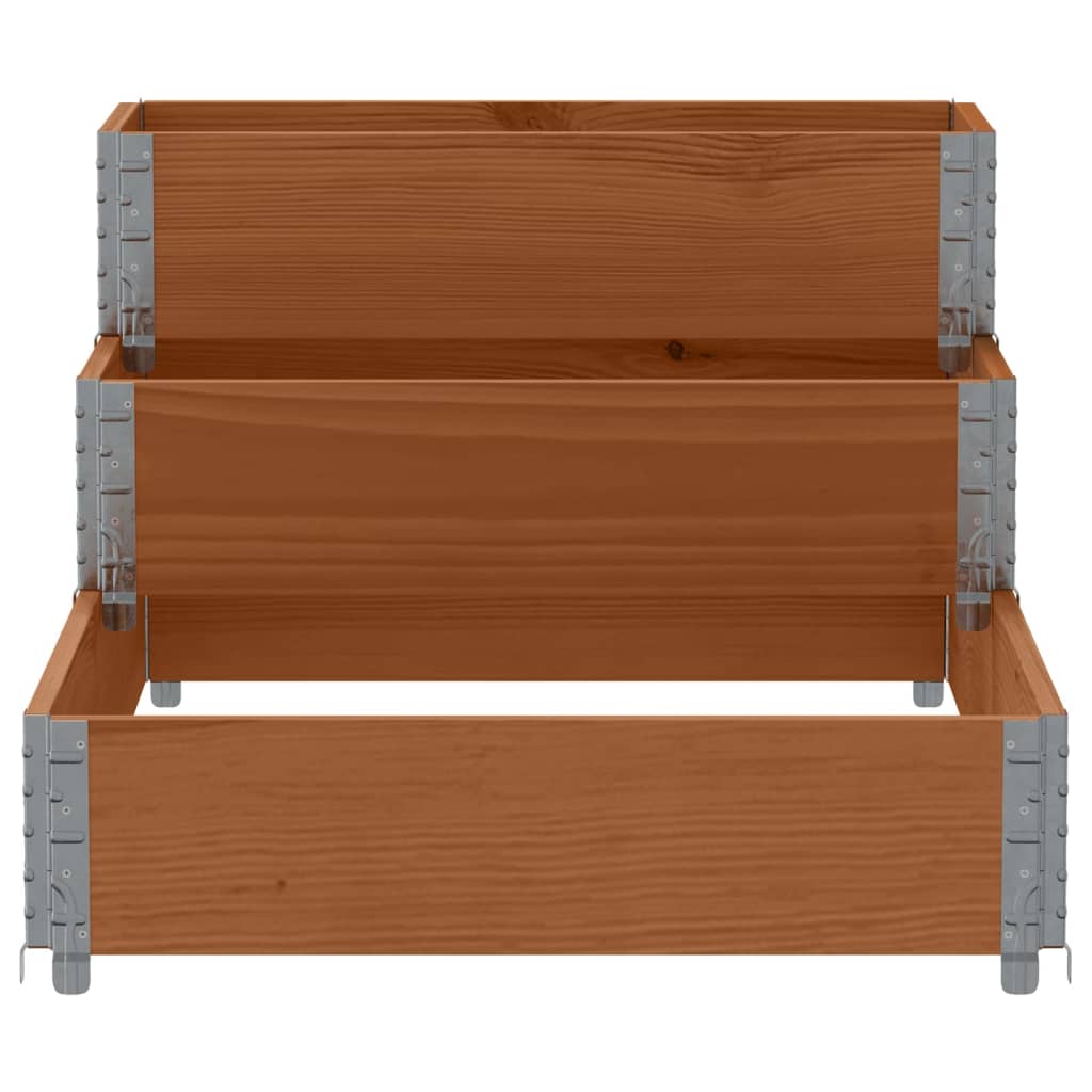 vidaXL Rehausse de palette triple marron 120x80 cm en pin massif