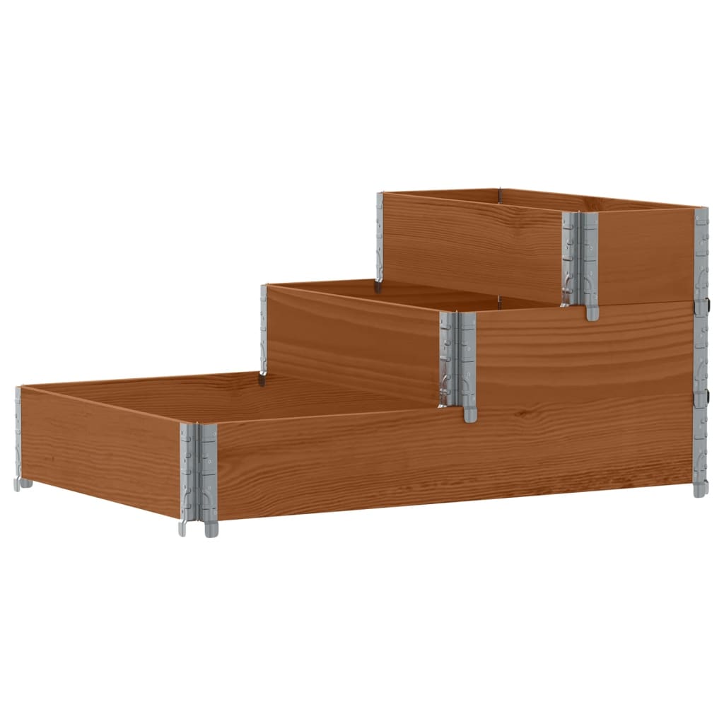 vidaXL Rehausse de palette triple marron 120x80 cm en pin massif