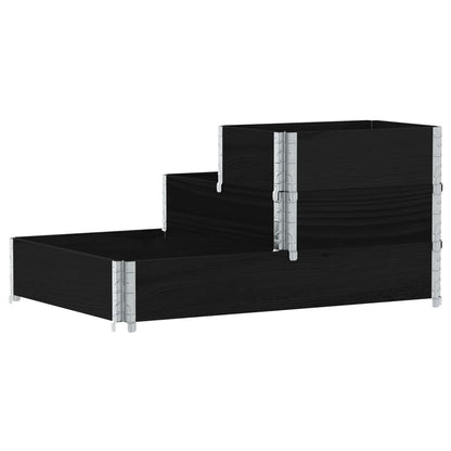 vidaXL Paletten-Aufsatzrahmen 3-fach Schwarz 120x80 cm Massivholz