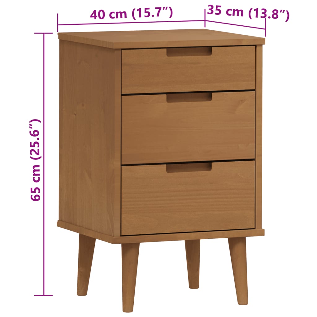 vidaXL Nachttisch MOLDE Braun 40x35x65 cm Massivholz Kiefer