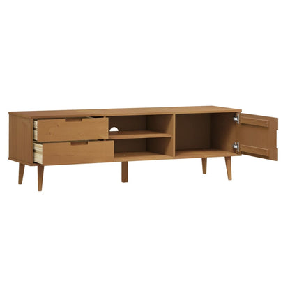 vidaXL Meuble TV MOLDE marron 158x40x49 cm pin massif