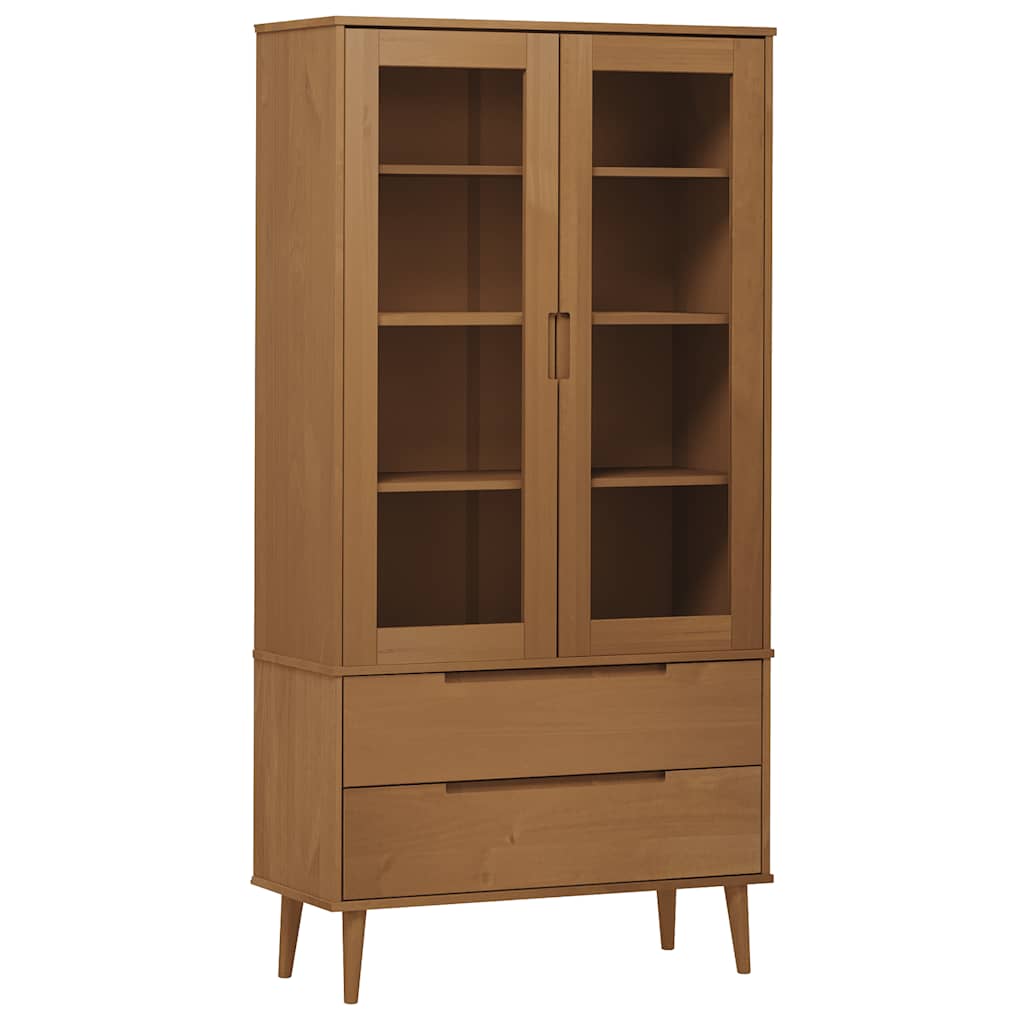 vidaXL Vitrine MOLDE marron 90x35x175 cm bois de pin massif