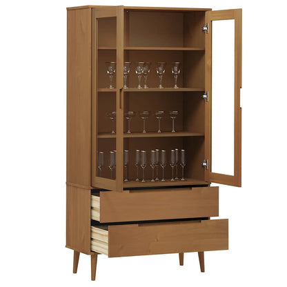 vidaXL Vitrine MOLDE marron 90x35x175 cm bois de pin massif