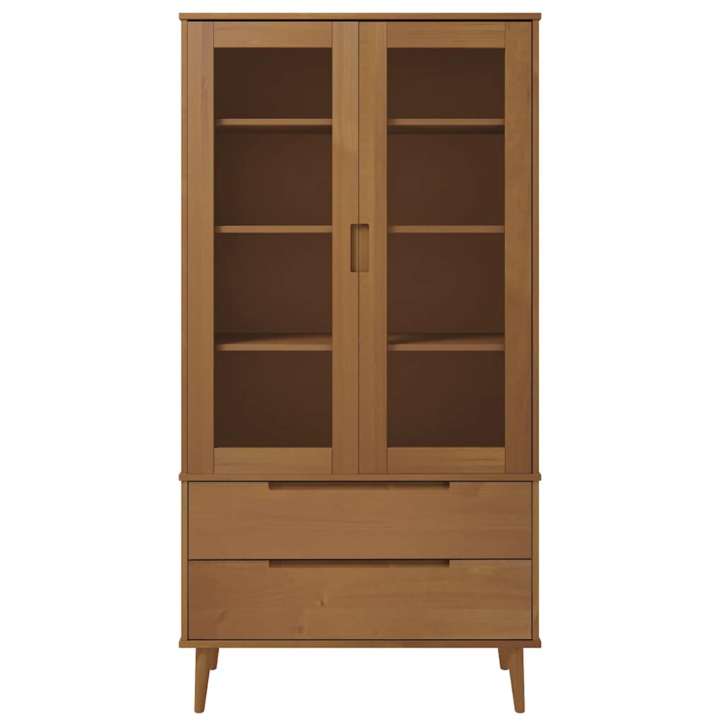 vidaXL Vitrine MOLDE marron 90x35x175 cm bois de pin massif