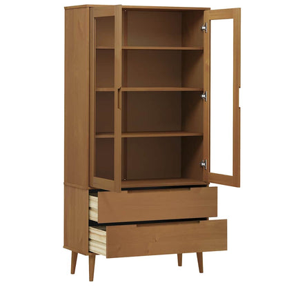 vidaXL Vitrine MOLDE marron 90x35x175 cm bois de pin massif