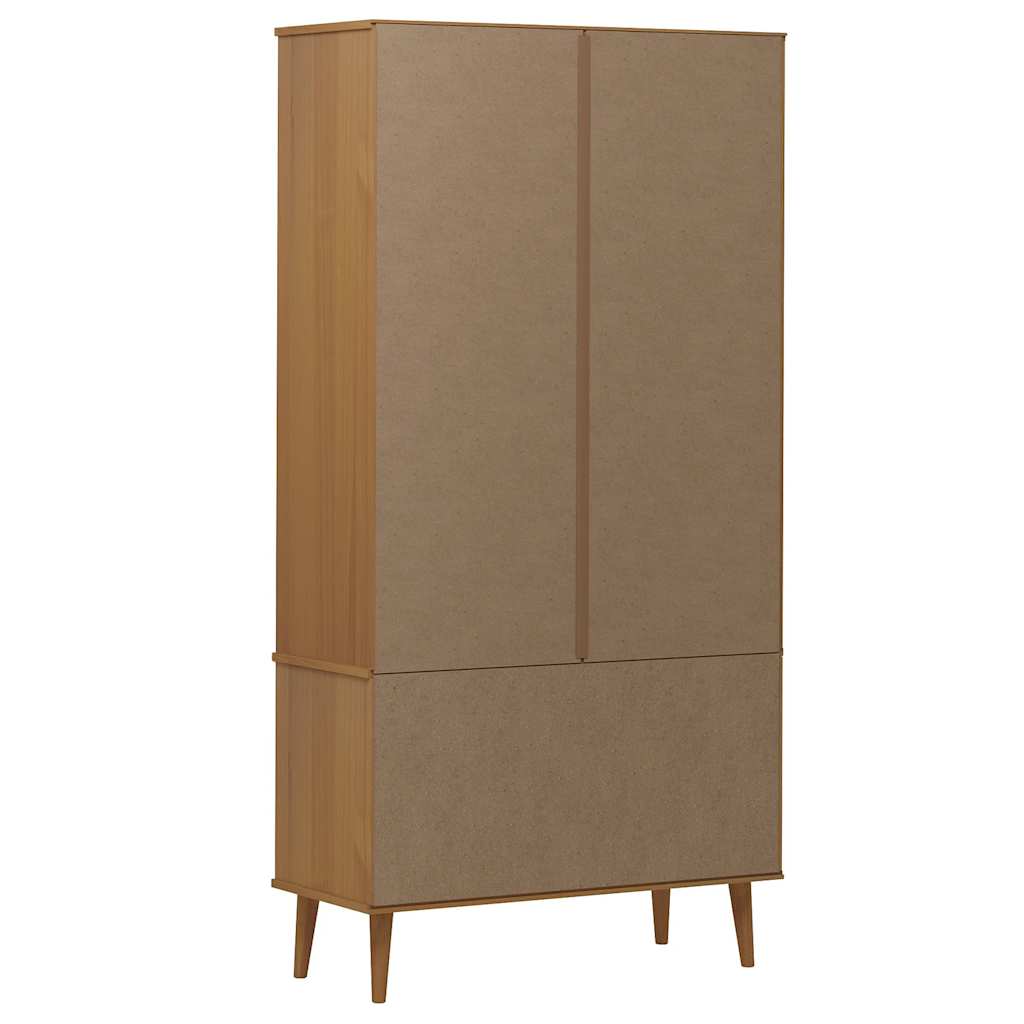 vidaXL Vitrine MOLDE marron 90x35x175 cm bois de pin massif