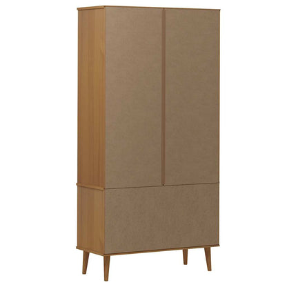 vidaXL Vitrine MOLDE marron 90x35x175 cm bois de pin massif