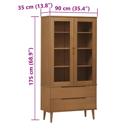 vidaXL Vitrine MOLDE marron 90x35x175 cm bois de pin massif