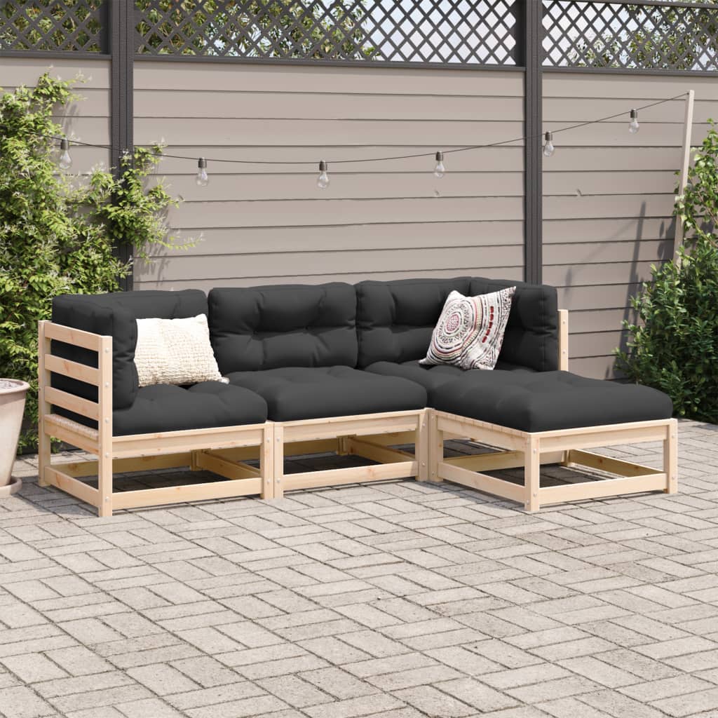 vidaXL 4-tlg. Garten-Sofagarnitur Massivholz Kiefer