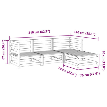 vidaXL 4-tlg. Garten-Sofagarnitur Massivholz Kiefer