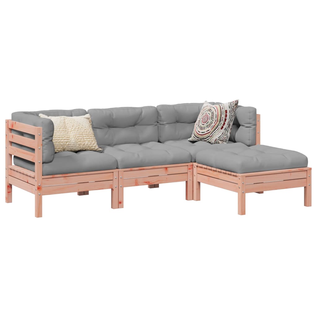 vidaXL Ensemble de canapés de jardin 4 pcs avec coussins Bois de douglas massif
