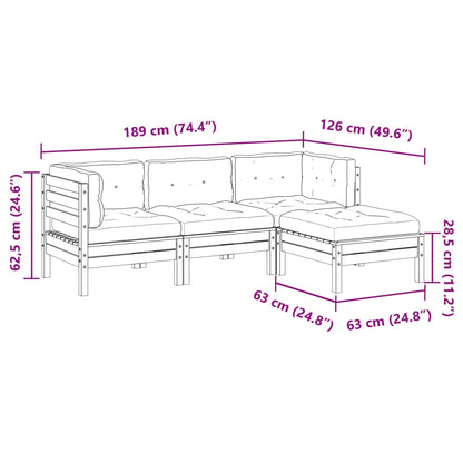 vidaXL 4-tlg. Garten-Sofagarnitur mit Kissen Kiefernholz Imprägniert
