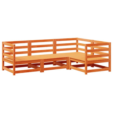 vidaXL 4-tlg. Garten-Sofagarnitur Wachsbraun Massivholz Kiefer