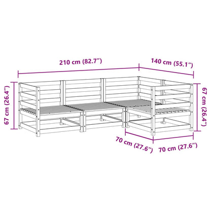 vidaXL 4-tlg. Garten-Sofagarnitur Wachsbraun Massivholz Kiefer