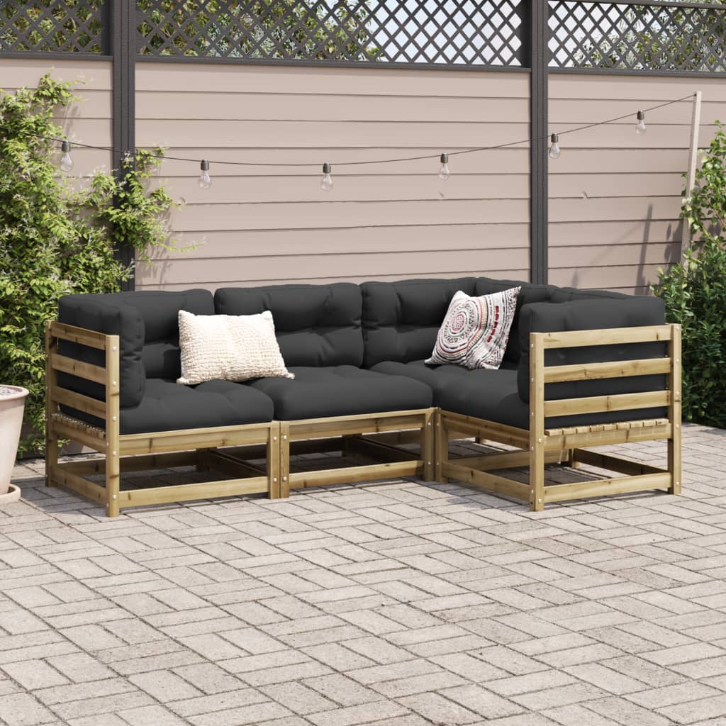 vidaXL 4-tlg. Garten-Sofagarnitur Kiefernholz Imprägniert