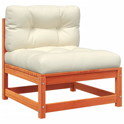 vidaXL 4-tlg. Garten-Sofagarnitur mit Kissen Wachsbraun Kiefernholz