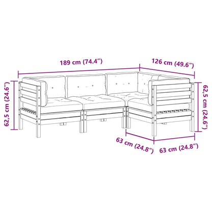 vidaXL 4-tlg. Garten-Sofagarnitur mit Kissen Wachsbraun Kiefernholz