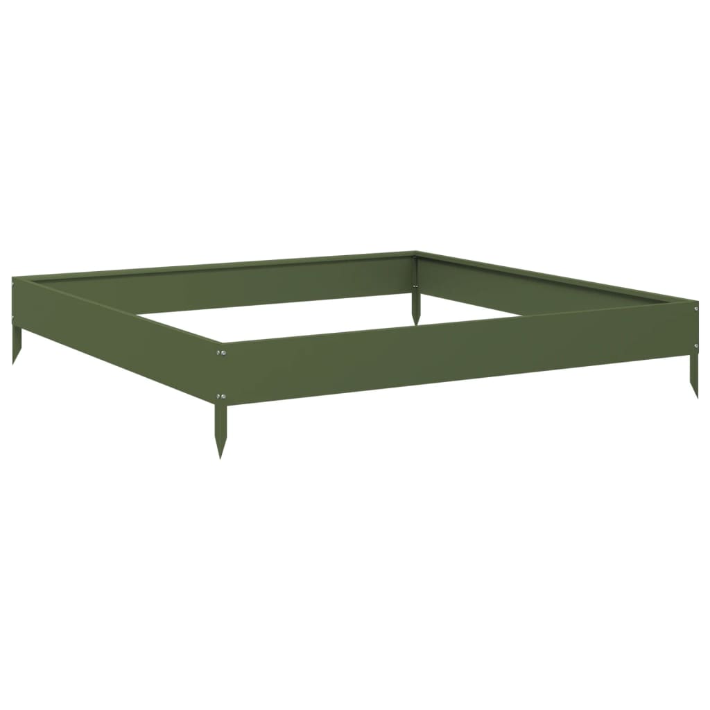 vidaXL Hochbeet Olivgrün 100x100x18,5 cm Stahl