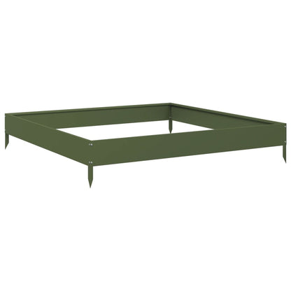 vidaXL Hochbeet Olivgrün 100x100x18,5 cm Stahl