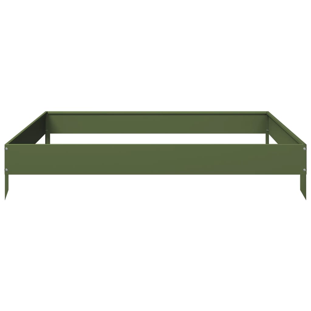 vidaXL Hochbeet Olivgrün 100x100x18,5 cm Stahl