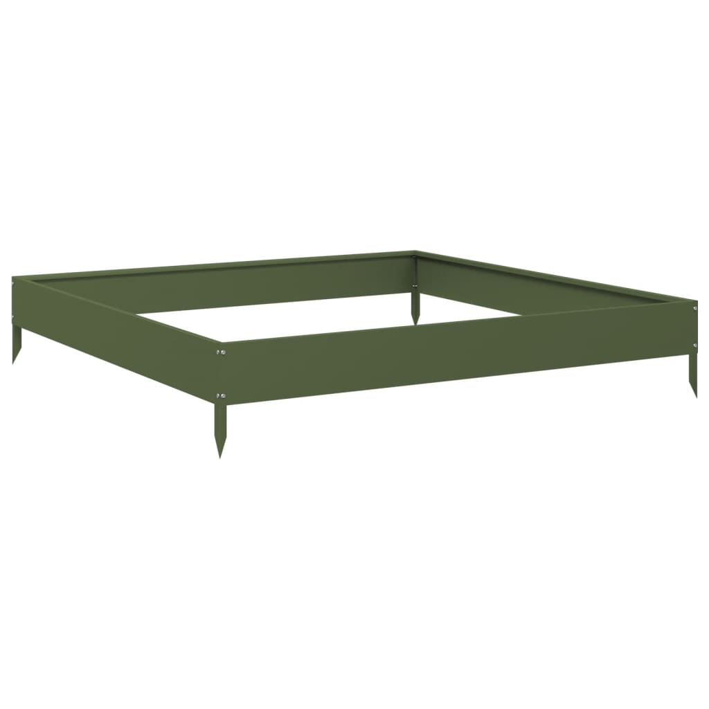 vidaXL Hochbeet Olivgrün 100x100x18,5 cm Stahl