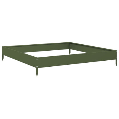 vidaXL Hochbeet Olivgrün 100x100x18,5 cm Stahl