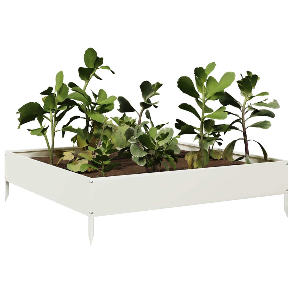 vidaXL Hochbeet Weiß 100x100x26 cm Stahl