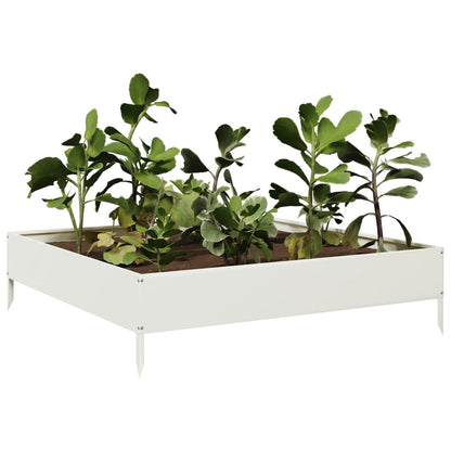 vidaXL Hochbeet Weiß 100x100x26 cm Stahl