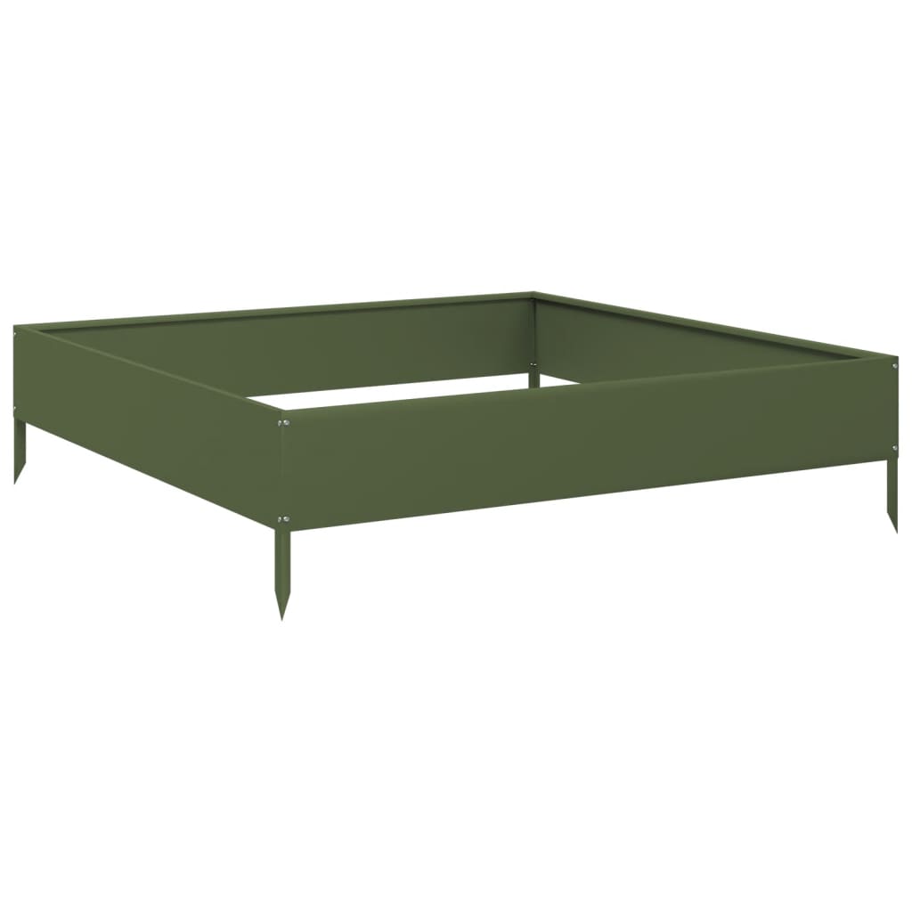 vidaXL Hochbeet Olivgrün 100x100x26 cm Stahl