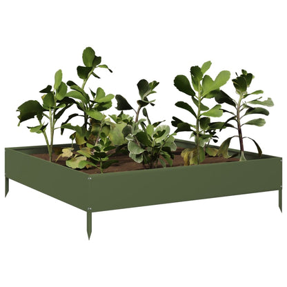 vidaXL Hochbeet Olivgrün 100x100x26 cm Stahl