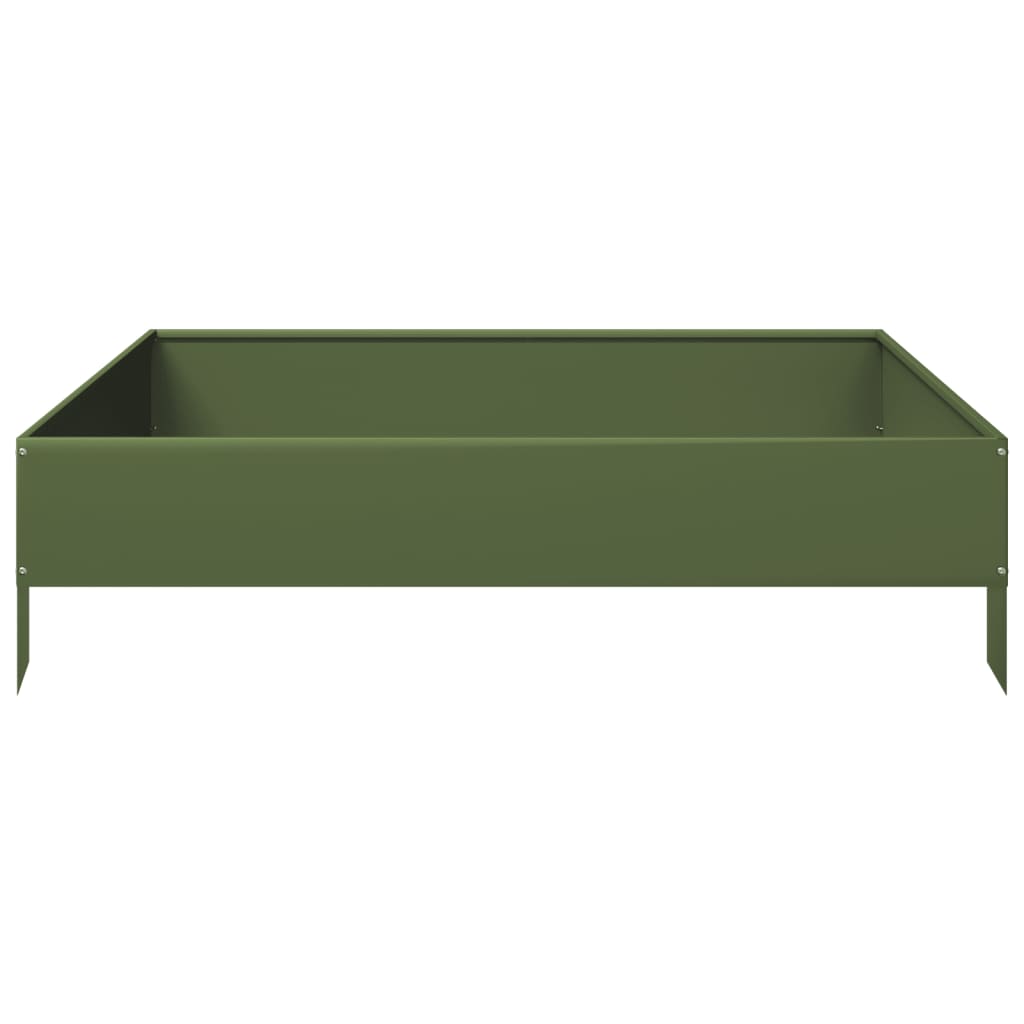 vidaXL Hochbeet Olivgrün 100x100x26 cm Stahl