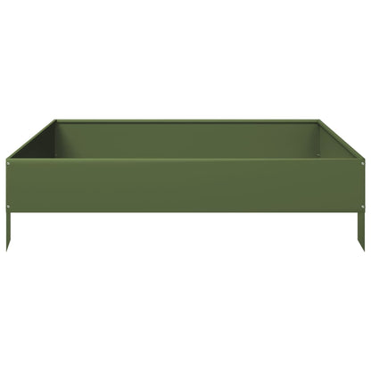 vidaXL Hochbeet Olivgrün 100x100x26 cm Stahl