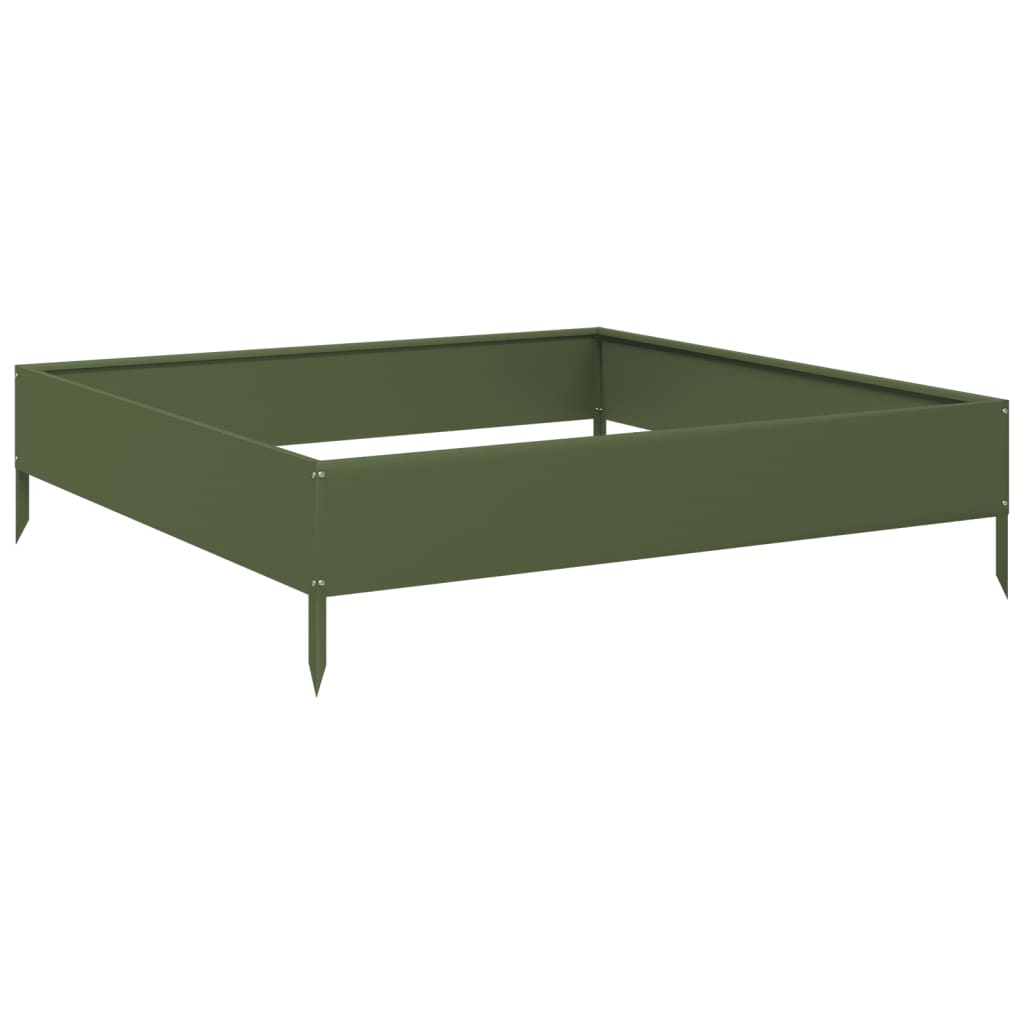 vidaXL Hochbeet Olivgrün 100x100x26 cm Stahl
