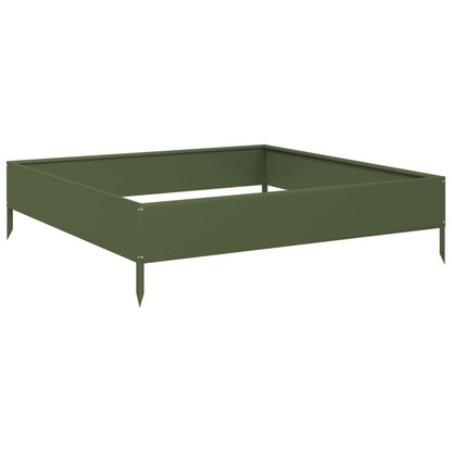 vidaXL Hochbeet Olivgrün 100x100x26 cm Stahl