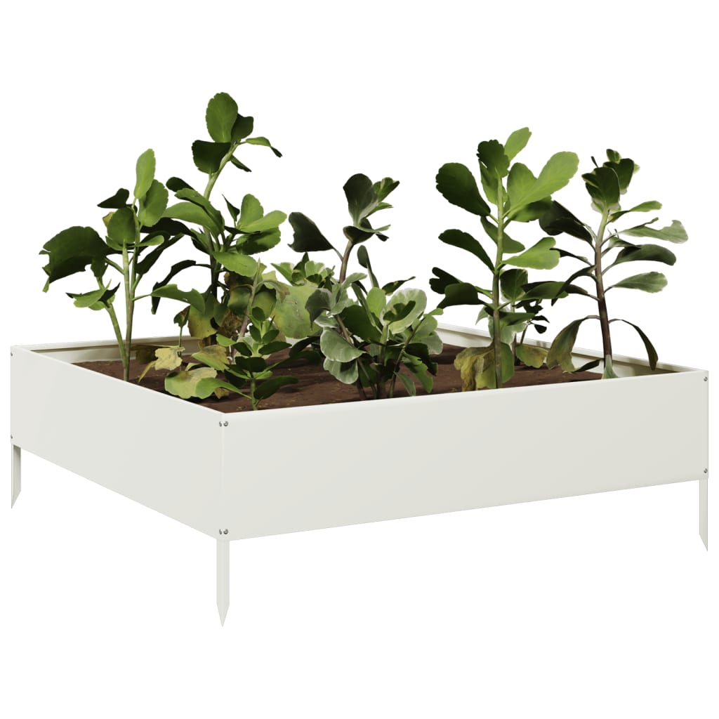 vidaXL Hochbeet Weiß 100x100x33,5 cm Stahl